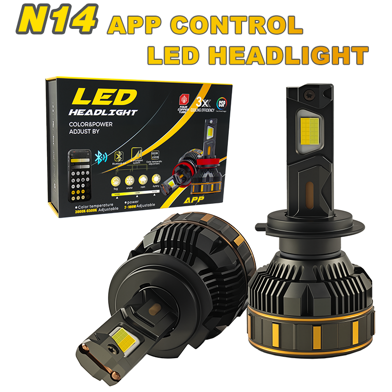 N14 200W 20000LM Dual Color LED Headlight Bulb Light Combo